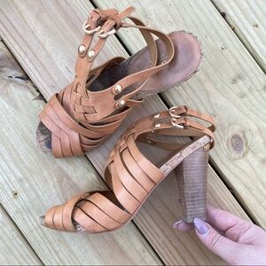 COACH | Brown Leather Ankle Strap Sandals Heels Cognac 10